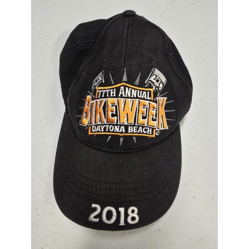 2018 Daytona Beach‎ Bike Week Hat 77th Annual Black Adjustable Cap